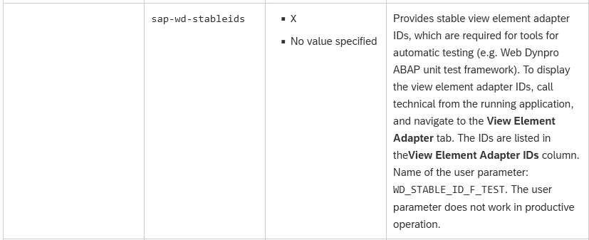 sap-wd-stableids 파라메터를 설명하는 페이지